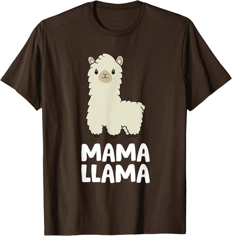 Llama Mama And Llama Papa Gifts Women Llama Mom Mama Llama T-Shirt - Brown