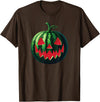Almost Halloween Summerween Spooky Summer Watermelon Jack-O-Lantern Halfway to Halloween T-Shirt - Brown