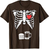 Funny Halloween Shirts Lazy Costume Party Skeleton Pregnancy Burger Beer Shirt Xray Halloween Soon Dad T-Shirt - Brown