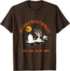 LITSHOGEN On A Dark Desert Highways - Riding Witch Halloween Day T-Shirt - Brown
