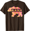 Proud Alaskan Bear Art Alaska State Pride Proud Alaskan Pink Grizzly Bear T-Shirt - Brown
