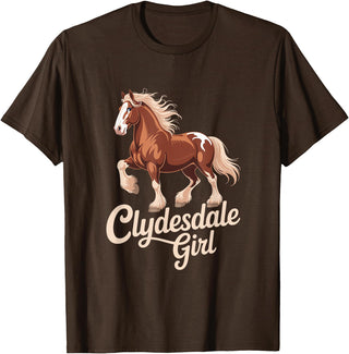 Clydesdale Horse Lovers Club Clydesdale Girl Vintage Horse Equestrian T-Shirt - Brown