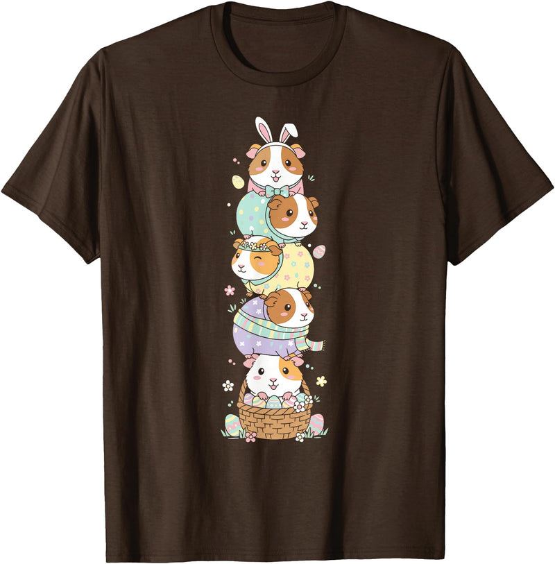 Guinea Pig Lovers Easter Day Costume for Boy Girl Funny Guinea Pig Easter Egg Kids Mens Womens Easter Day T-Shirt - Brown
