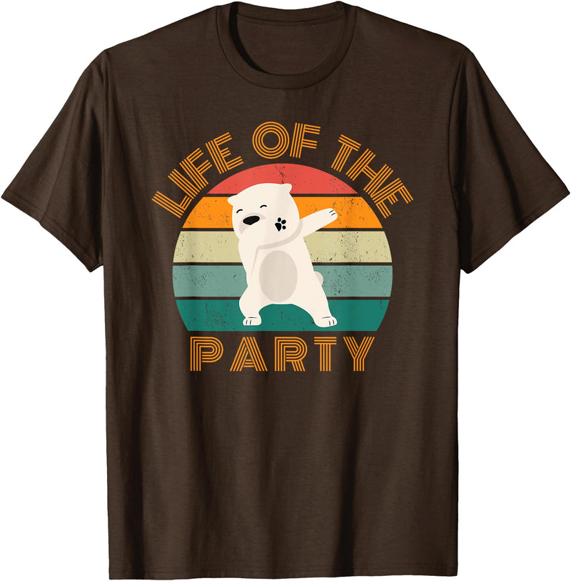 Christmas party cute bear dab dancing Life of the party, dabbing polar bear, birthday, Christmas T-Shirt - Brown