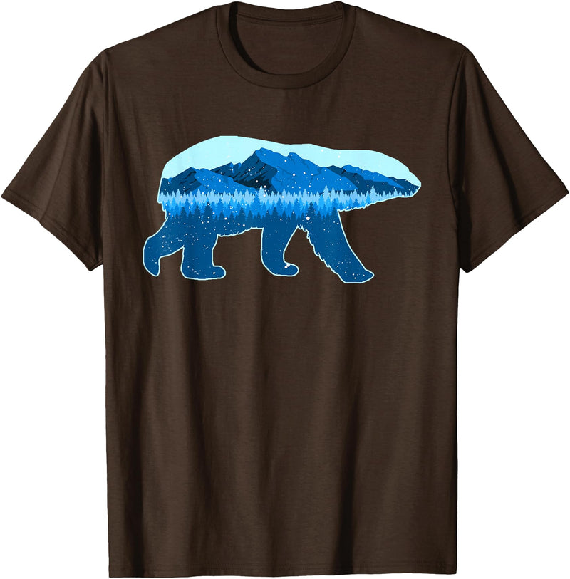Save the Polar Bear Lovers Designs Polar Bear Print Landscape - Save the Polar Bear T-Shirt - Brown