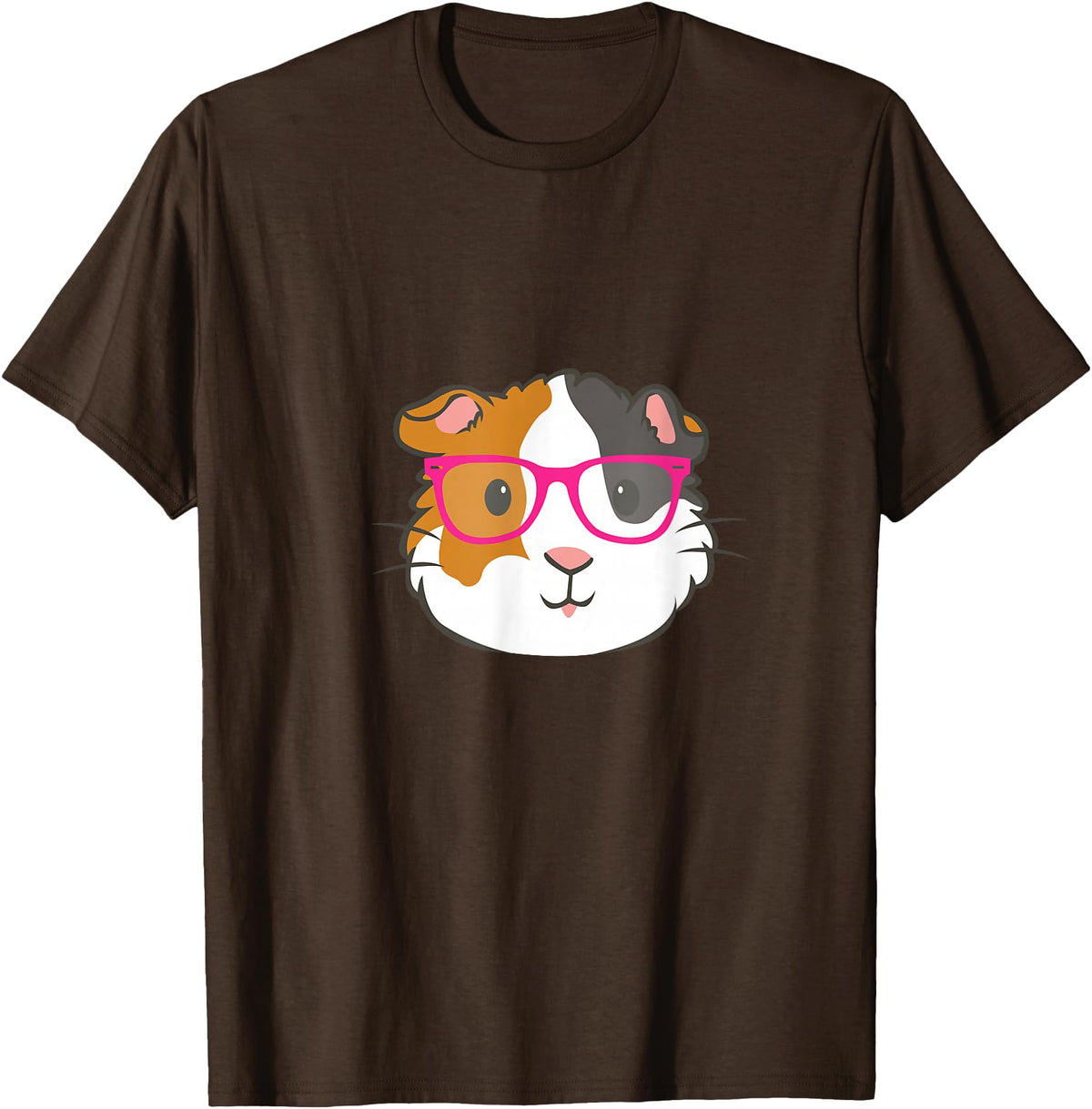 Hipster Animal Merch Co Cute Hipster Guinea Pig Hamster In Pink Eye Glasses Gift T-Shirt - Brown
