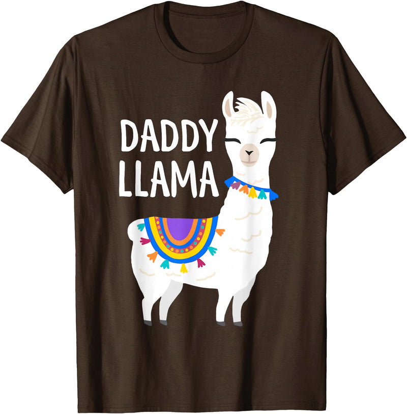Birthday Llama Shirts Gift Daddy Llama Funny Father's Day Shirt Men, Dad, Dad Birthday T-Shirt - Brown