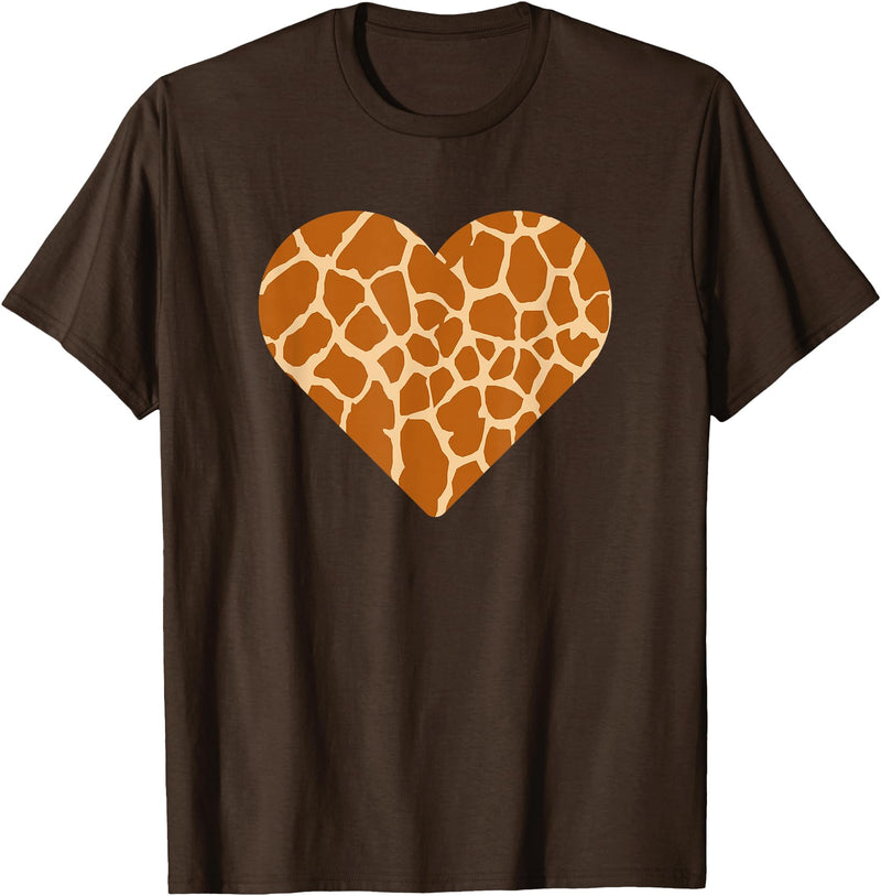 Giraffe Heart Graphic Apparel Giraffe Heart Cute Giraffe Lover Love T-Shirt - Brown