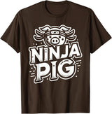 PIG Designs By ShirtZilla Ninja PIG T-Shirt PIG Ninja T-Shirt - Brown
