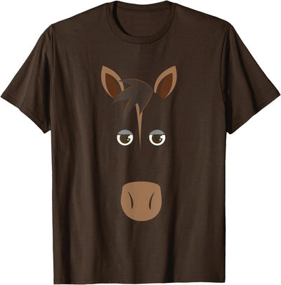 Pferdegesicht Bauernhof Tier Funny Horse Face T-Shirt, Halloween Face Costume T-Shirt