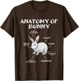 Funny Bunny Rabbit Anatomy Cute Rabbit Humor Joke T-Shirt in Brown