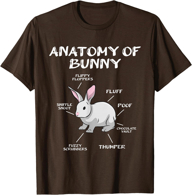 Funny Bunny Rabbit Anatomy Cute Rabbit Humor Joke T-Shirt in Brown