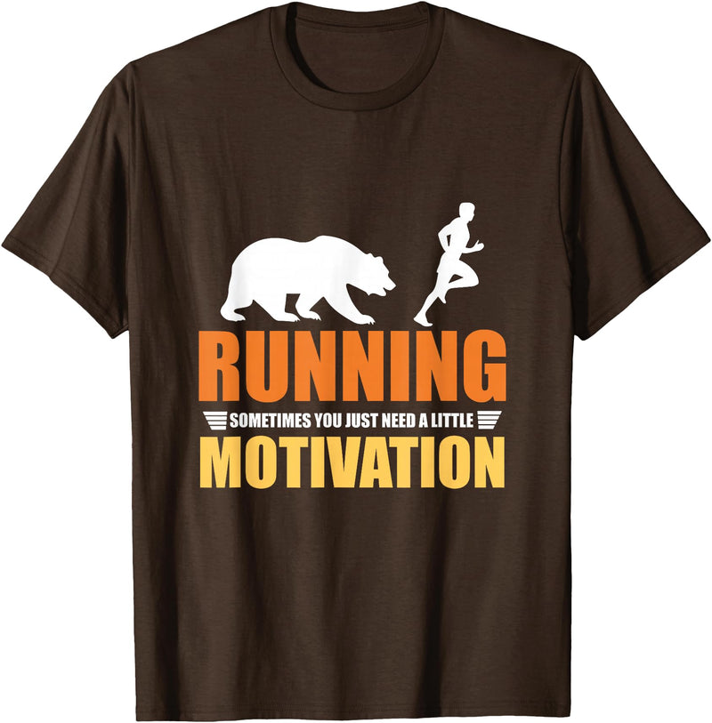 Running Motivation Bear Shirt Company Running Needs A Little Motivation Bear Chasing T-shirt T-Shirt - Brown