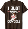 Bedtime Cow Aficionados Pajama For Farmer I Just Wanna Cowddle Cuddle Cow Sleeping T-Shirt - Brown