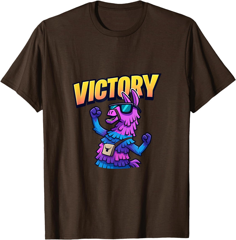 PixelLlama Victory Gaming Victory Llama T-Shirt - Brown