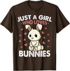 Just a Girl Who Loves Bunnies Kids Girls Rabbit Bunny T-Shirt in Brown