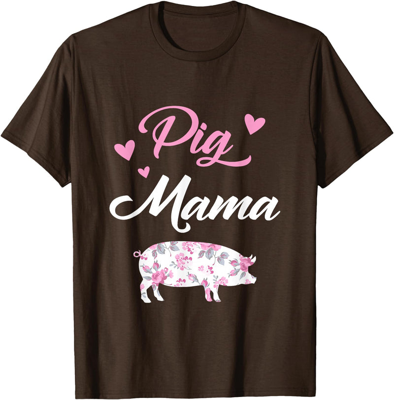 Funny Pig Lover Piggy Squad Gift For Women Pig Mama Funny Pig Mom Gift For Women Piggy Squad T-Shirt - Brown
