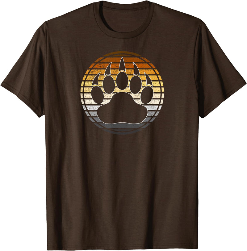 TeePanic LGBTQ Vintage Distressed Gay Bear Pride Claw Silhouette Horizon T-Shirt - Brown
