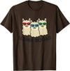 Llama Gifts For Llama Lovers Llama Squad Team Llama Matching Sunglasses LLamas T-Shirt - Brown