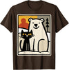 Utschki Bratschki Black Cat and Polar Bear Winter Animal Cute Snow Art T-Shirt - Brown