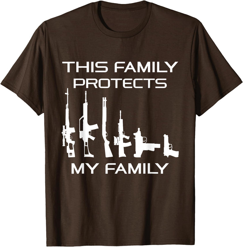 American Pro Gun Family This Family Protects My Family, Gun Lover T-Shirt - Brown