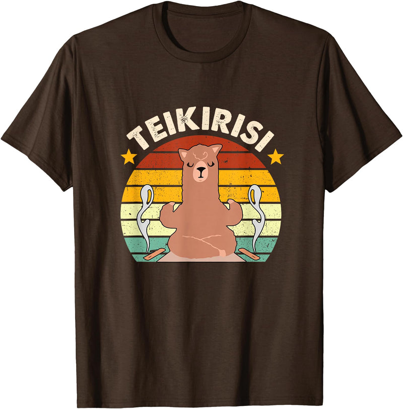 Teikirisi Take It Easy Funny Spanish Llama Latina Yoga T-Shirt - Brown