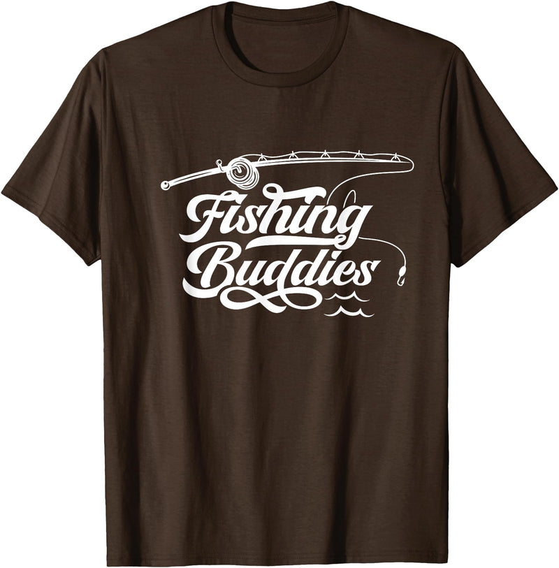 Friends Fish Team Favorite Fishing Buddy Unisex-Adults T-Shirt Black Small Regular Fit Short Sleeve Cotton 60% Polyester 40% Fishing Buddies Fisher Buddy Fisherman T-Shirt - Brown