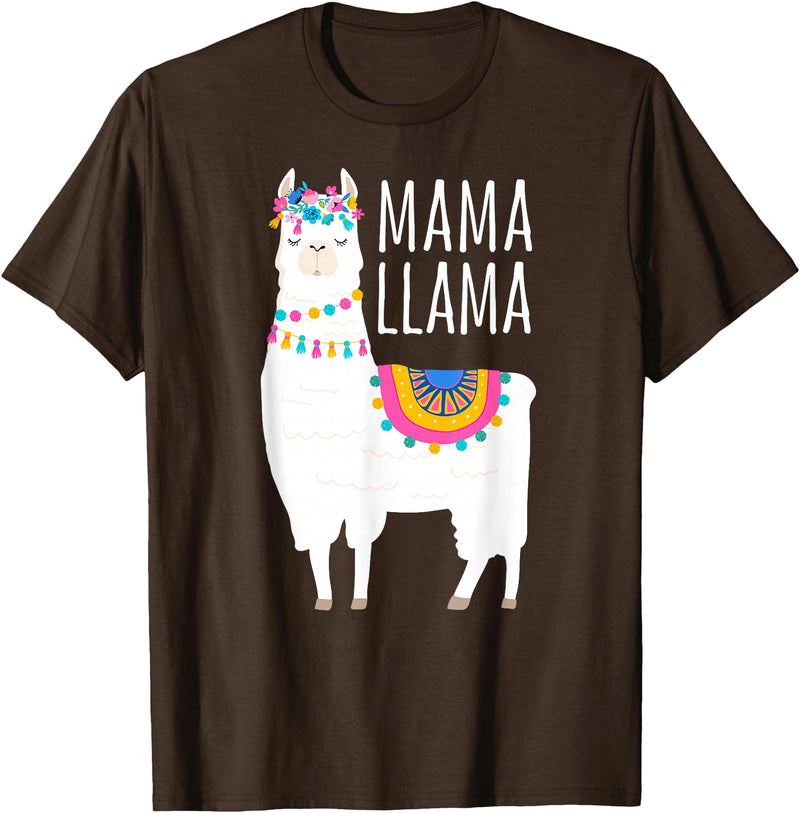 Mama Llama Lover Gifts by Memme Mama Llama Shirt for Women T-Shirt - Brown