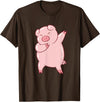 Cute Pig Tees Dabbing Pig Cute Pigs Dab Farmer Funny Pig T-Shirt - Brown