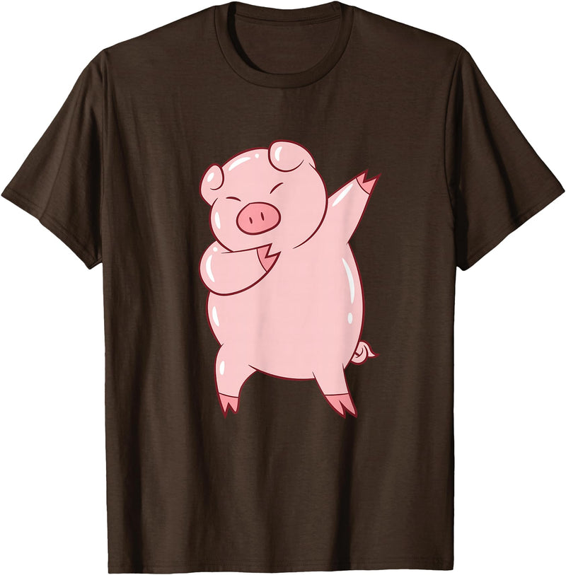 Cute Pig Tees Dabbing Pig Cute Pigs Dab Farmer Funny Pig T-Shirt - Brown