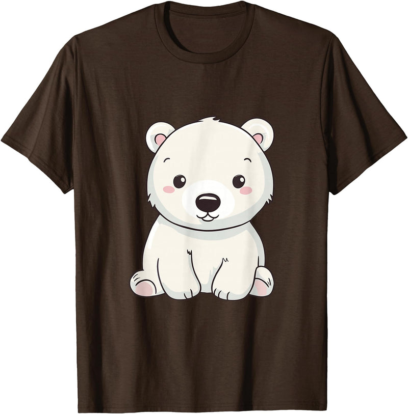 Polar Bears Shirts Cute Kawaii Polar Bears Lovers Gifts, White Bears T-Shirt - Brown