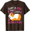 EDILILU Just A Girl Who Loves Guinea Pigs Cute Guinea Pig Lover T-Shirt - Brown
