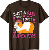 EDILILU Just A Girl Who Loves Guinea Pigs Cute Guinea Pig Lover T-Shirt - Brown