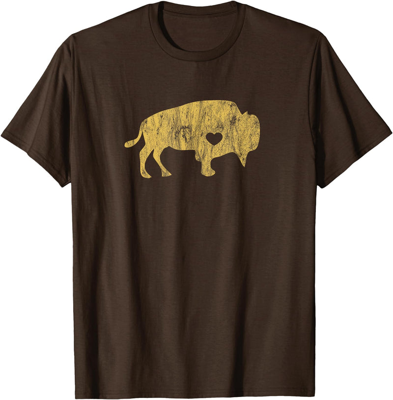 I Love Wild Buffaloes Gift Company I Love Buffaloes Golden Buffalo Bison Lover Gift Ideas T-Shirt - Brown