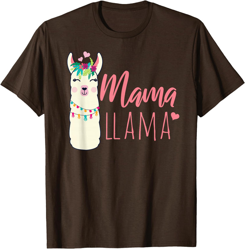 ADVENTURE ALPACA LLAMAS Designs MAMA LLAMA Funny Mother Lamas Meme T-Shirt - Brown