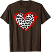 Cow Pattern Clothing for Cow Lover Heart Cow Print T-Shirt - Brown