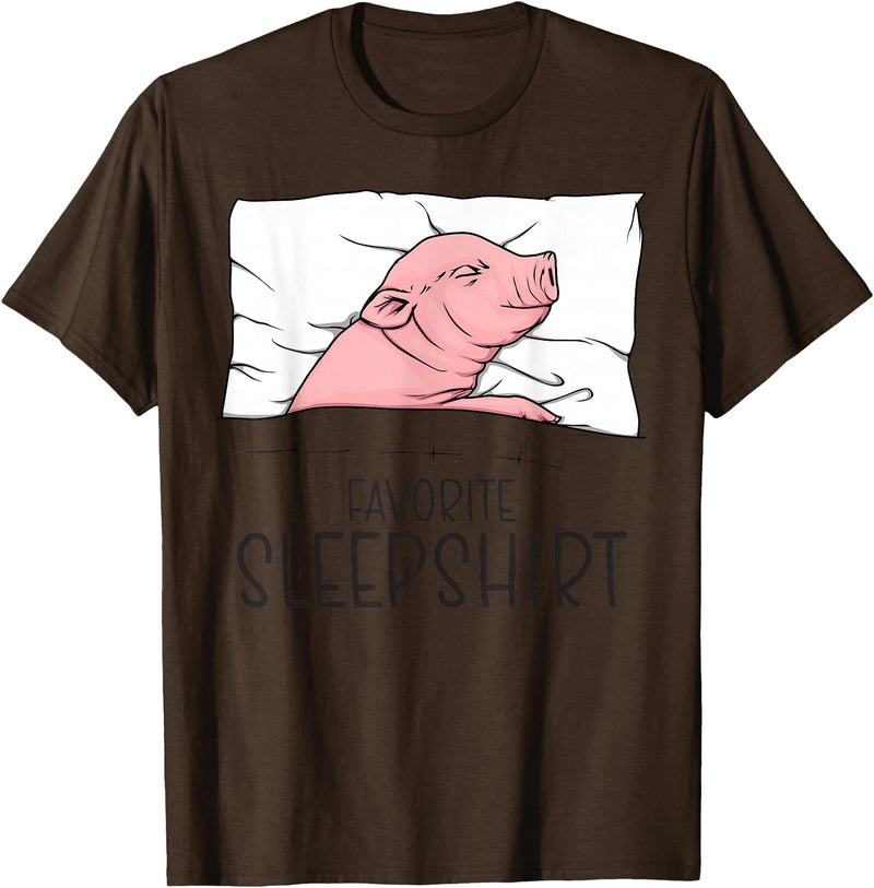 Sleeping & Napping Shirt Gifts For Nap Lovers Favorite Sleepshirt, Napping Pig, Piglet & Piggy Pajama T-Shirt - Brown