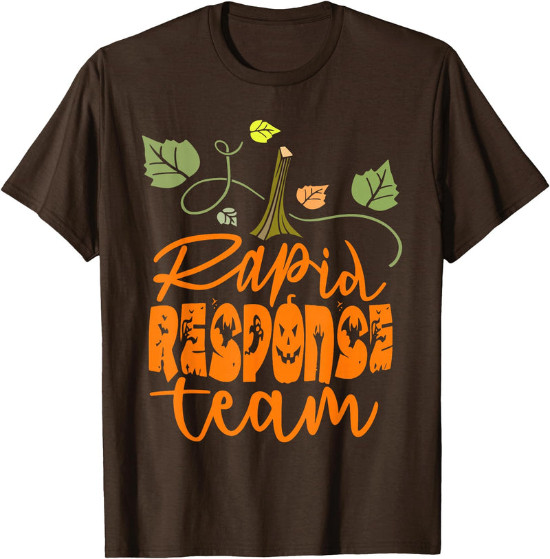 Rapid Response Team ER Emergency Nurse Halloween Pumpkin Rapid Response Team Halloween Medical RRT Nurse Fall T-Shirt - Brown