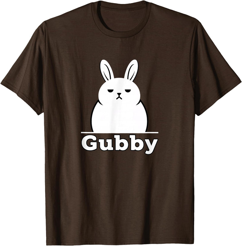 Gubby Rabbit Anime Funny Character Cute Grumpy Bunny T-Shirt in Brown