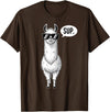 Funny Llama lover Co Alpaca Llama with Sunglasses Sup T-Shirt - Brown