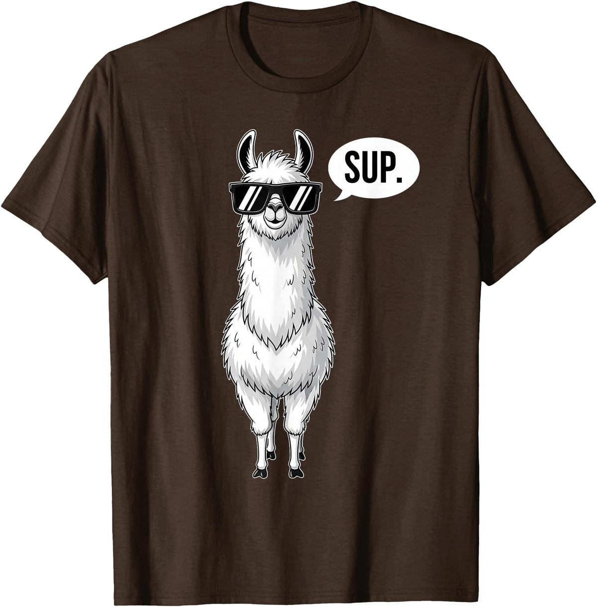 Funny Llama lover Co Alpaca Llama with Sunglasses Sup T-Shirt - Brown