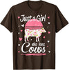 Pack A Punch Just A Girl Who Loves Cows Shirt Vintage T-Shirt - Brown