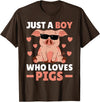 Funny Pig Clothes & Outfits For Men, Boys Or Kids Just A Boy Who Loves Pigs Men Pig Lovers Pig Stuff Farmer T-Shirt - Brown