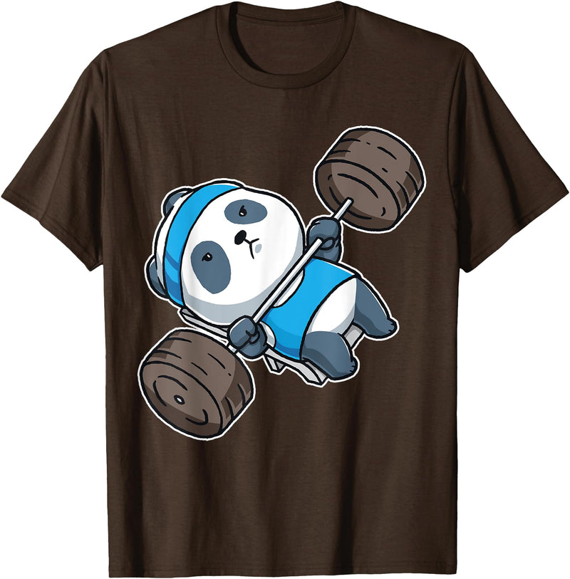 BCC Funny Panda Shirts & Panda Bear Gifts Panda Bear Gym Workout Training Bench Press Weight Lifting T-Shirt - Brown