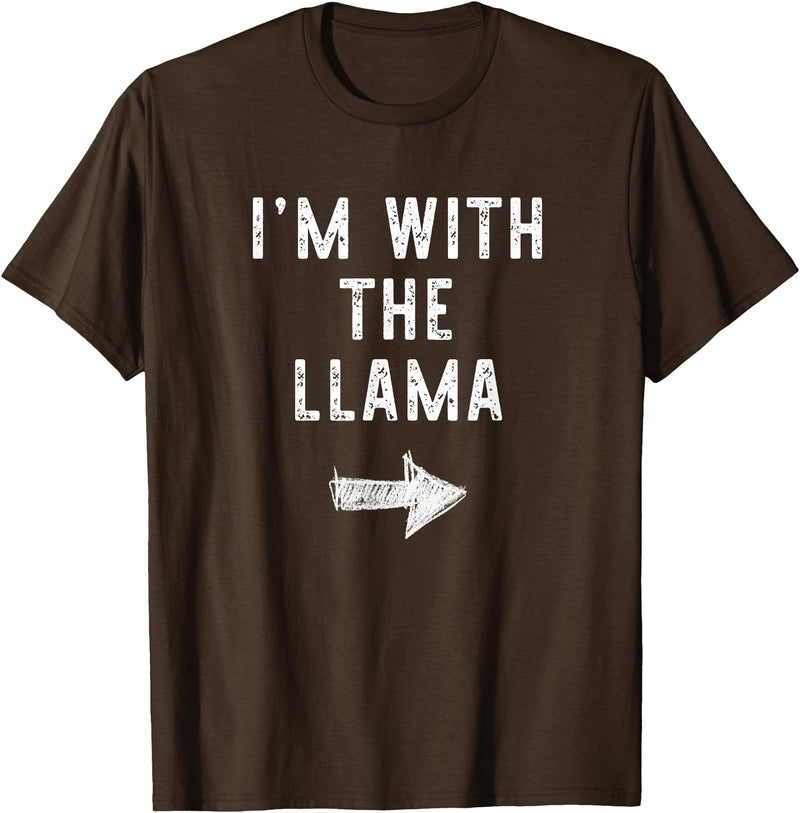 Im With The Llama Halloween Costume I’m with The Llama Funny Halloween Couple Costume T-Shirt - Brown