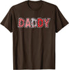Retro Christmas Valentine Matching Family Tees Hearts Buffalo Plaid Dad Daddy Valentines Day T-Shirt - Brown