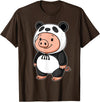 Pig In Panda Costume Kawaii Design Kawaii Pig In Panda Costume for Girls kids Pig Lover T-Shirt - Brown