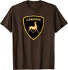 Llamaghini Apparel Co Llamaghini Funny Hillarious Llama Emblem Parody Fun Design T-Shirt - Brown