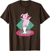 Trampolin-Ferkelausführungen Cute pig jumping on a trampoline T-Shirt - Brown