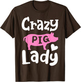 Pig Farm Store Co. Pig Crazy Pig Lady T-Shirt - Brown
